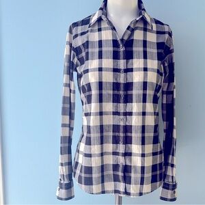 Banana Republic Black & White Soft-Wash Plaid Shirt 100% Cotton Women's Size XS